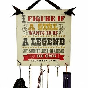 Calamity Jane girl legend graphic shabbychic western wall art jewelry holder NWT